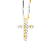 Petite Diamond Cross Necklace in 14k Yellow Gold (0.25 ct. tw.) - Iris + Mill