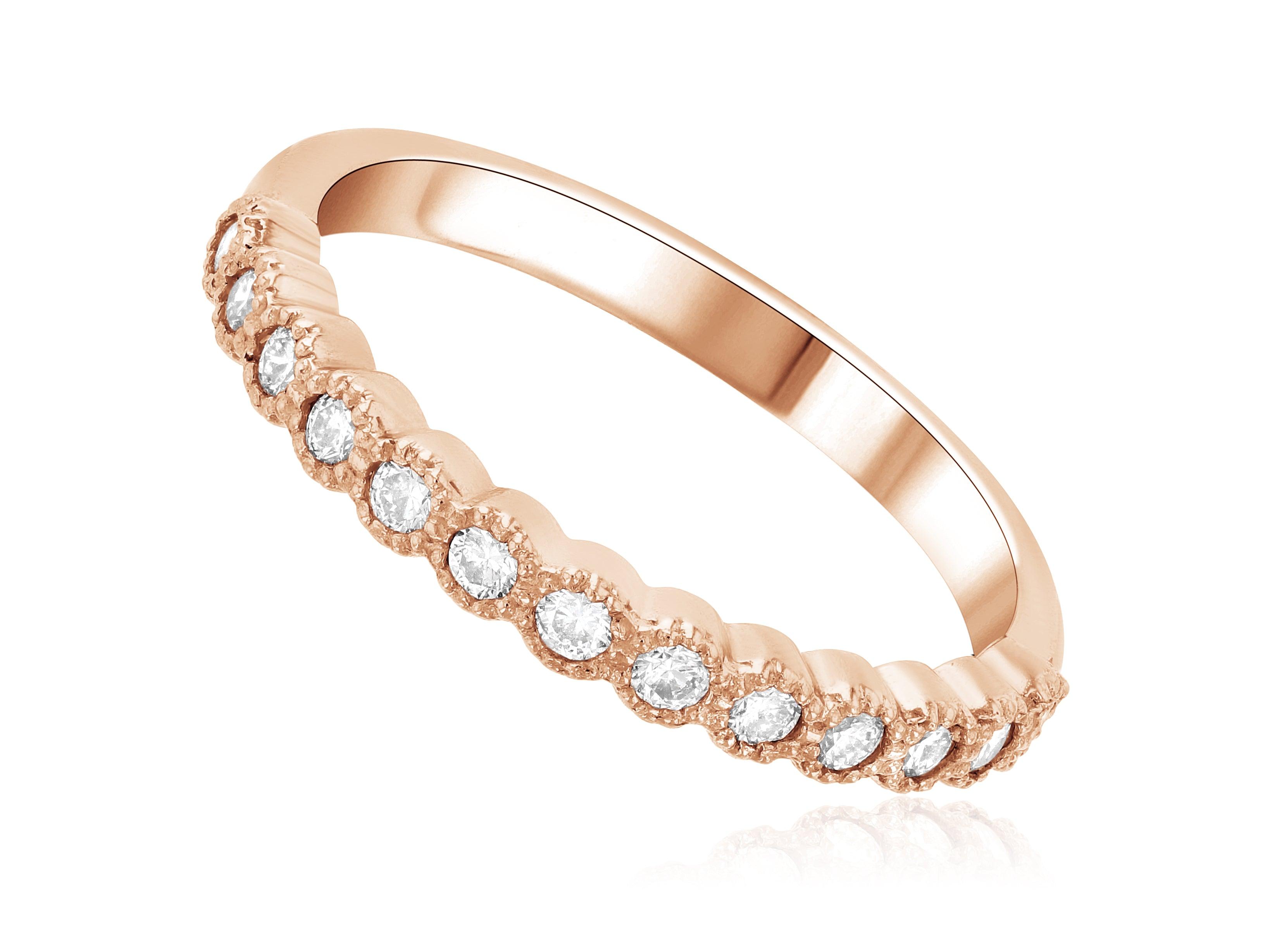 Petite Milgrain Halo Diamond Wedding Ring in 14k Rose Gold (0.27 ct. tw.) - Iris + Mill