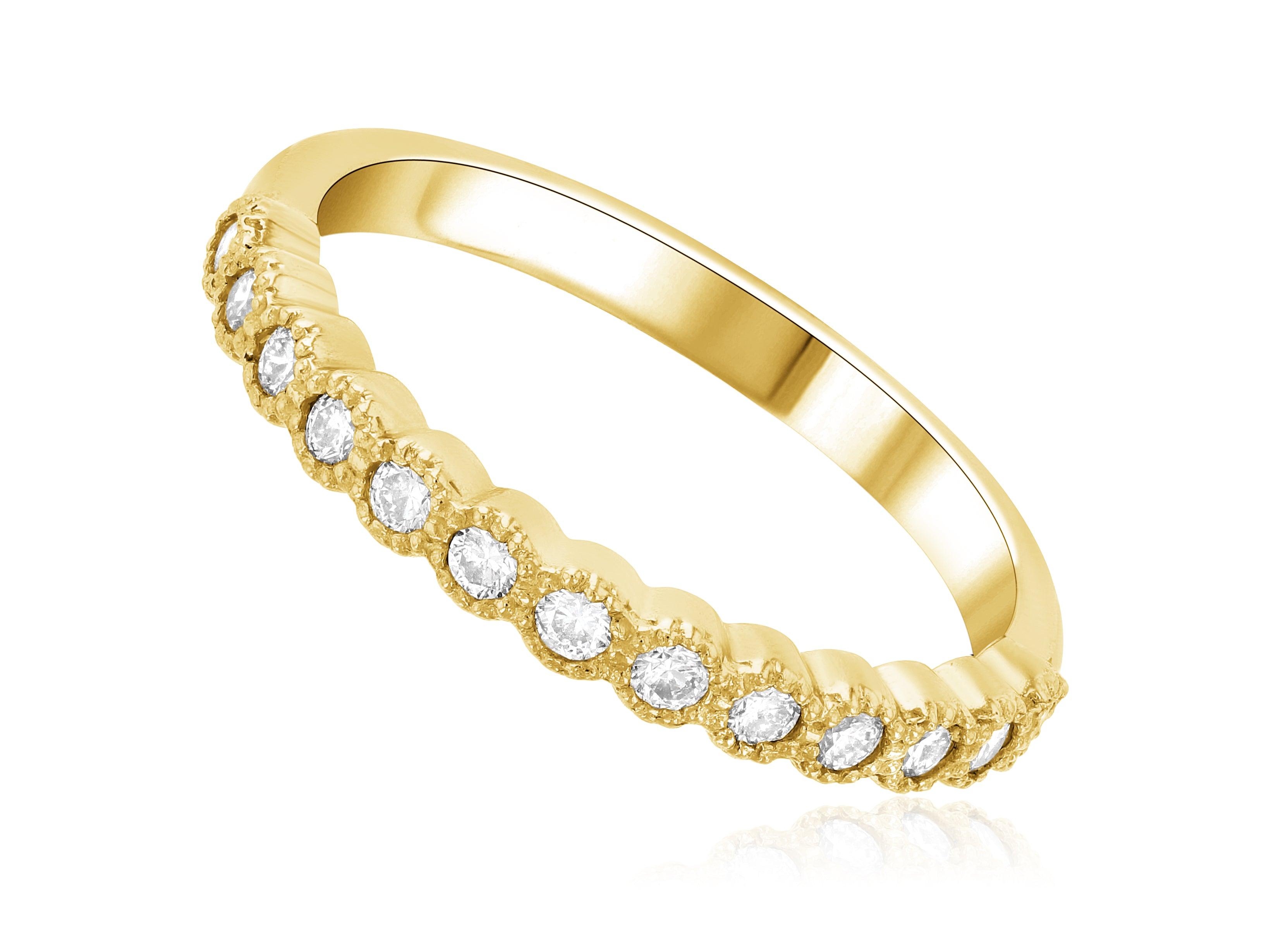 Petite Milgrain Halo Diamond Wedding Ring in 14k Yellow Gold (0.27 ct. tw.) - Iris + Mill