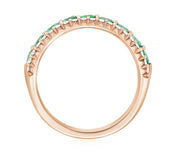 Petite Three-Row Diamond and Emerald Ring Stack in 14k Rose Gold (1.12 ct. tw.) - Iris + Mill