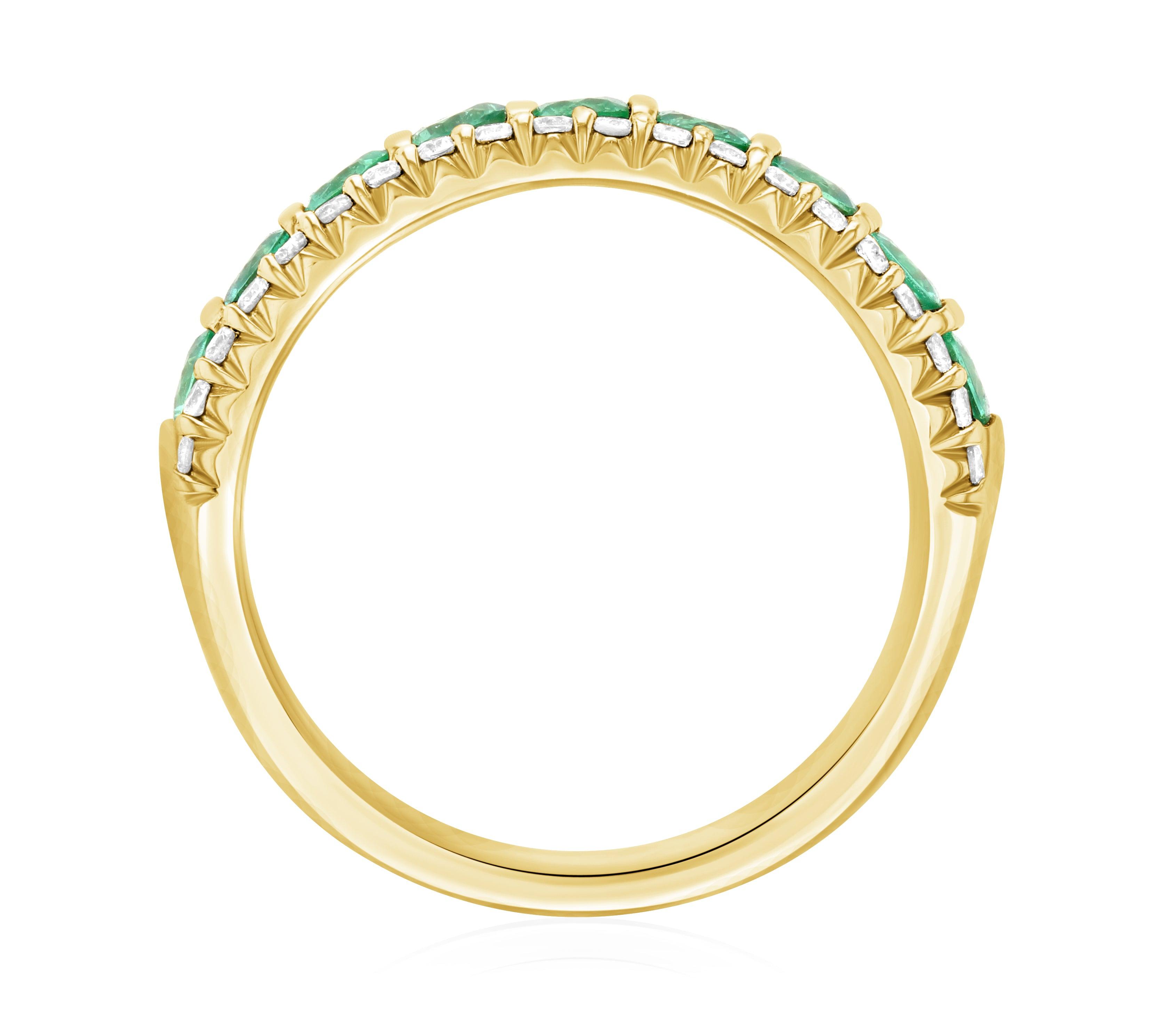 Petite Three-Row Diamond and Emerald Ring Stack in 14k Yellow Gold (1.12 ct. tw.) - Iris + Mill