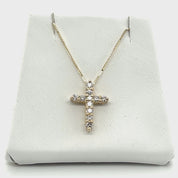 Petite Diamond Cross Necklace in 14k Yellow Gold (0.25 ct. tw.)