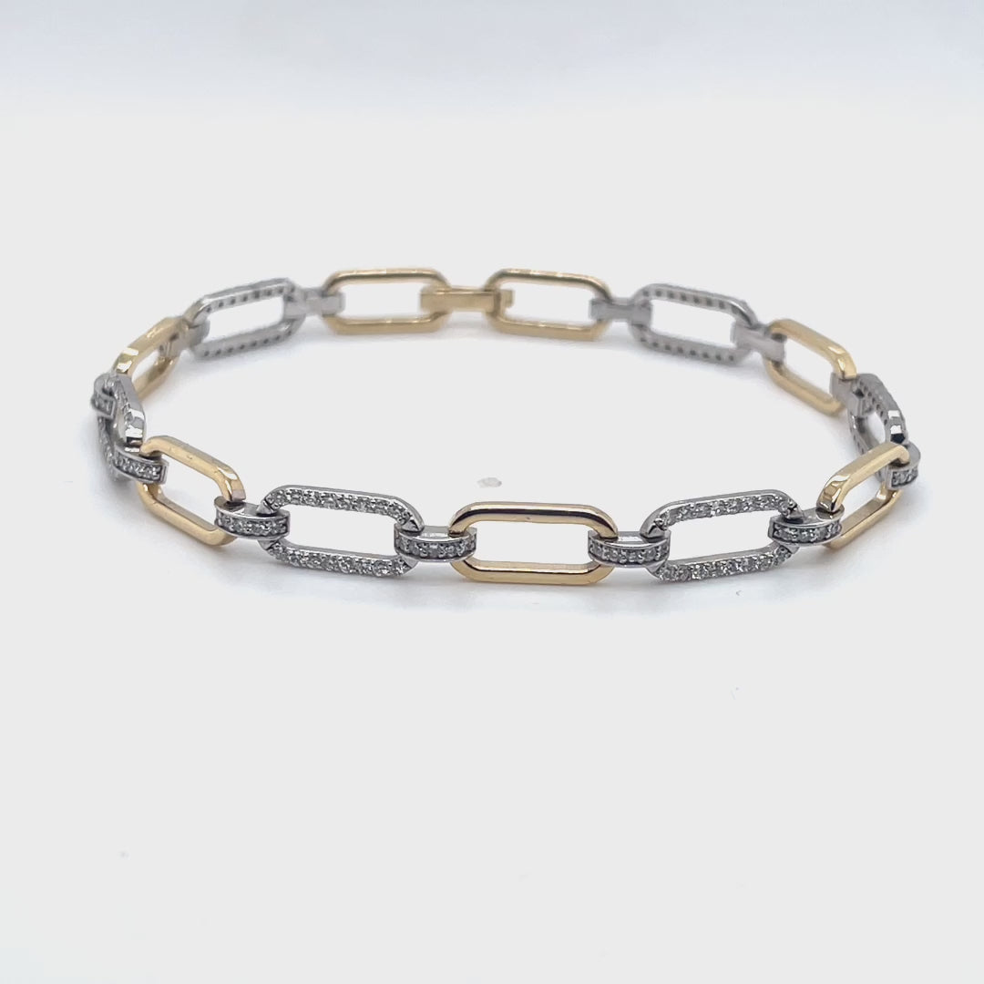 Diamond Link Bracelet in Two-Tone 14k Gold