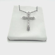 Graduated Diamond Cross Necklace in 14k Yellow Gold