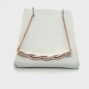 Diamond and Gold Twist Pendant Necklace in 14k Rose Gold