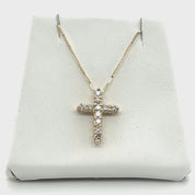 Petite Diamond Cross Necklace in 14k Rose Gold (0.25 ct. tw.)