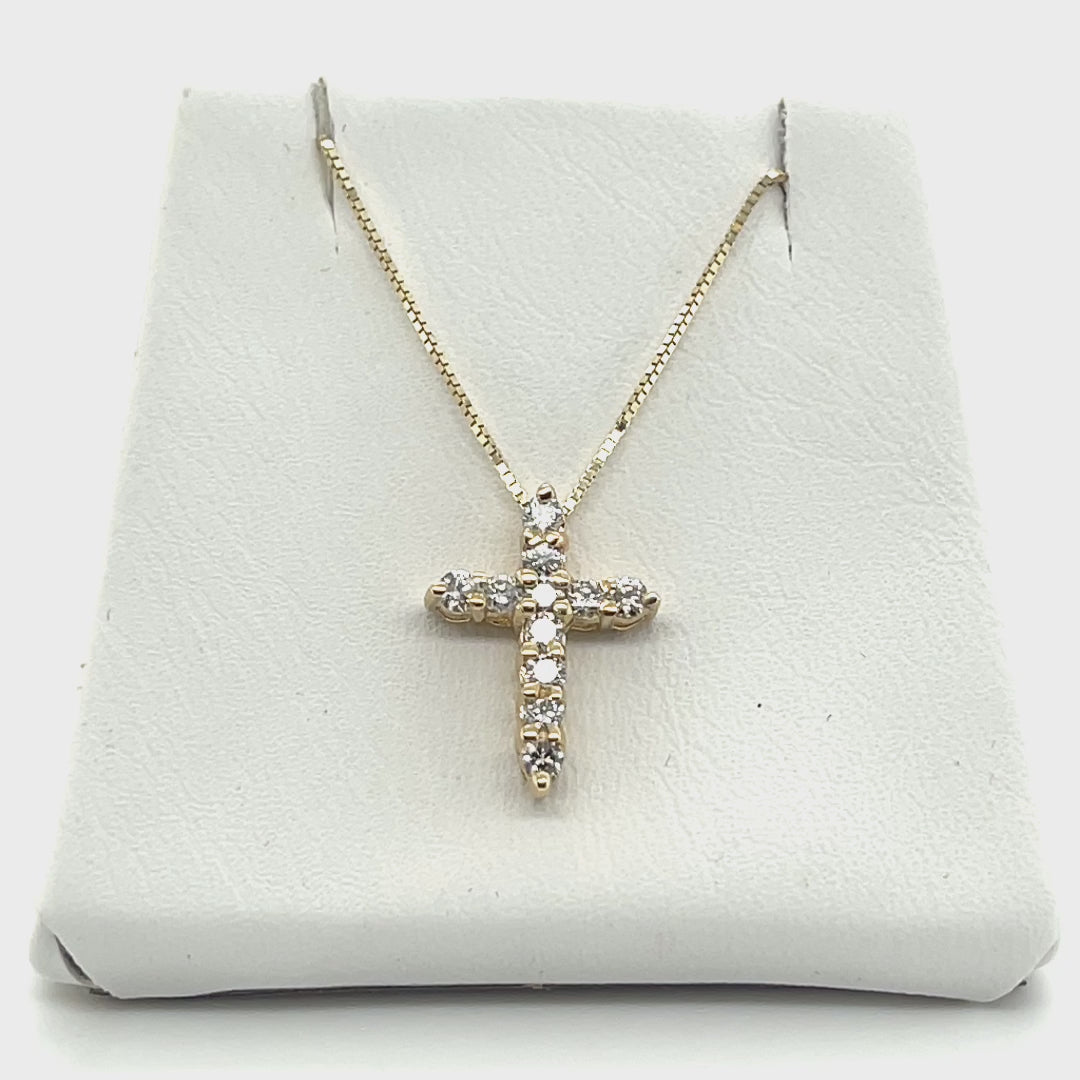 Petite Diamond Cross Necklace in 14k White Gold (0.25 ct. tw.)