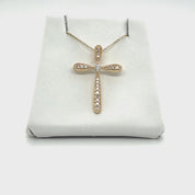 Diamond Milgrain Cross Necklace in 14k Rose Gold