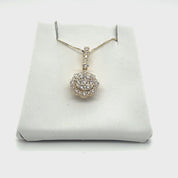 Diamond Pavè Flower Teardrop Pendant Necklace in 14k Rose Gold