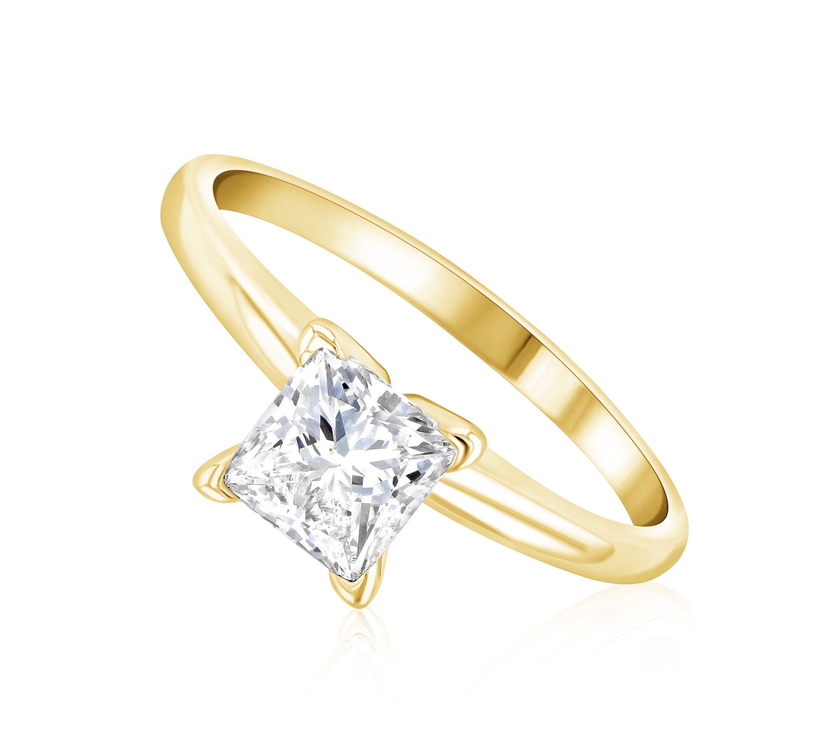 Princess Cut Diamond Solitaire Engagement Ring in 14k Yellow Gold - Iris + Mill