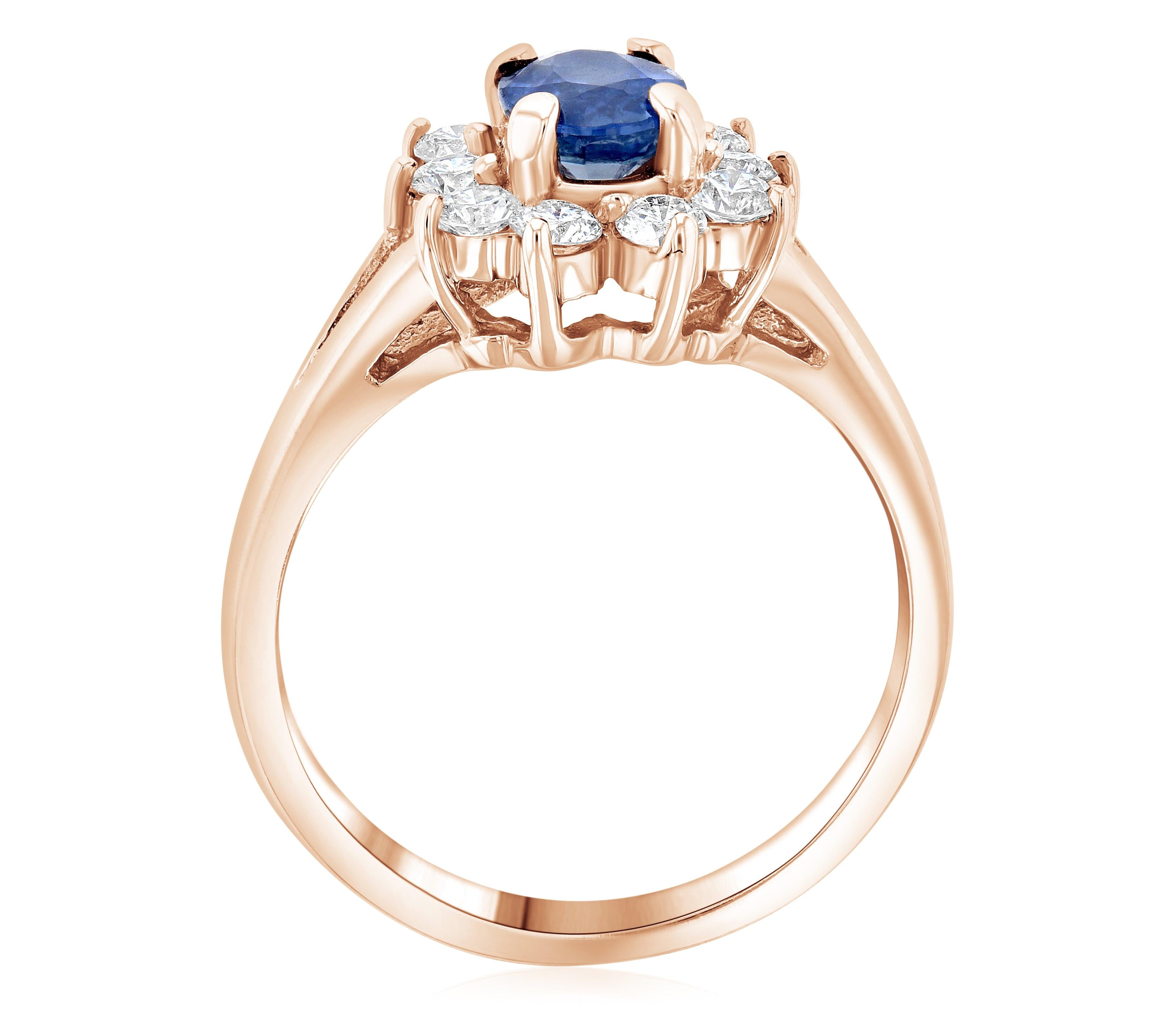 Princess Diana Oval Sapphire and Diamond Star Halo Ring in 14k Rose Gold (1.60 ct. tw.) - Iris + Mill