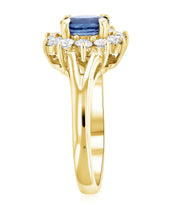 Princess Diana Oval Sapphire and Diamond Star Halo Ring in 14k Yellow Gold (1.60 ct. tw.) - Iris + Mill