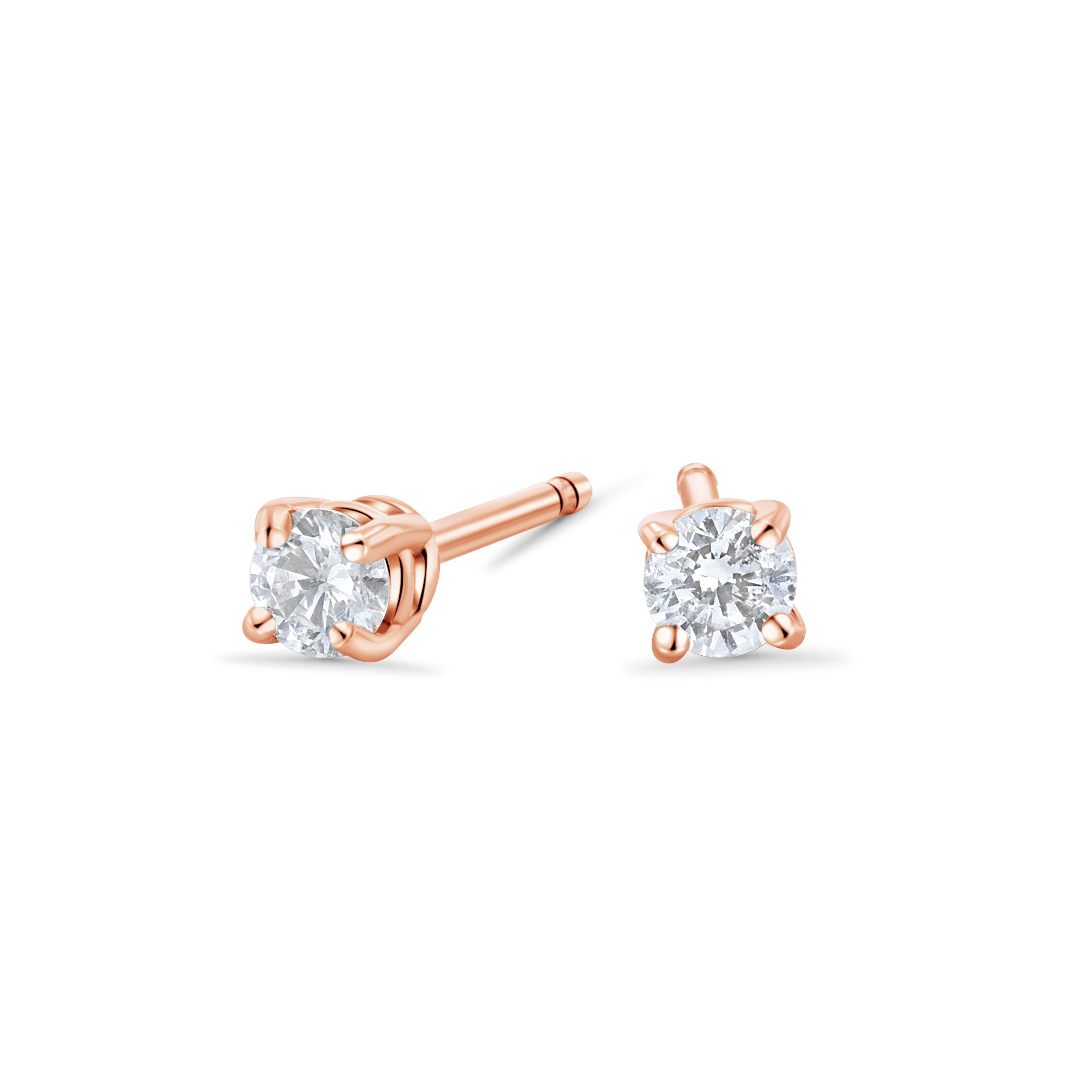 Round Diamond Stud Earrings in 14k Rose Gold - Iris + Mill