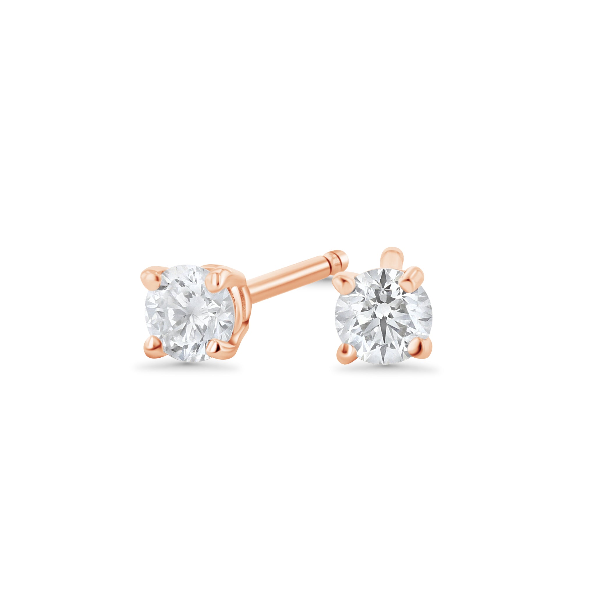 Round Diamond Stud Earrings in 14k Rose Gold - Iris + Mill