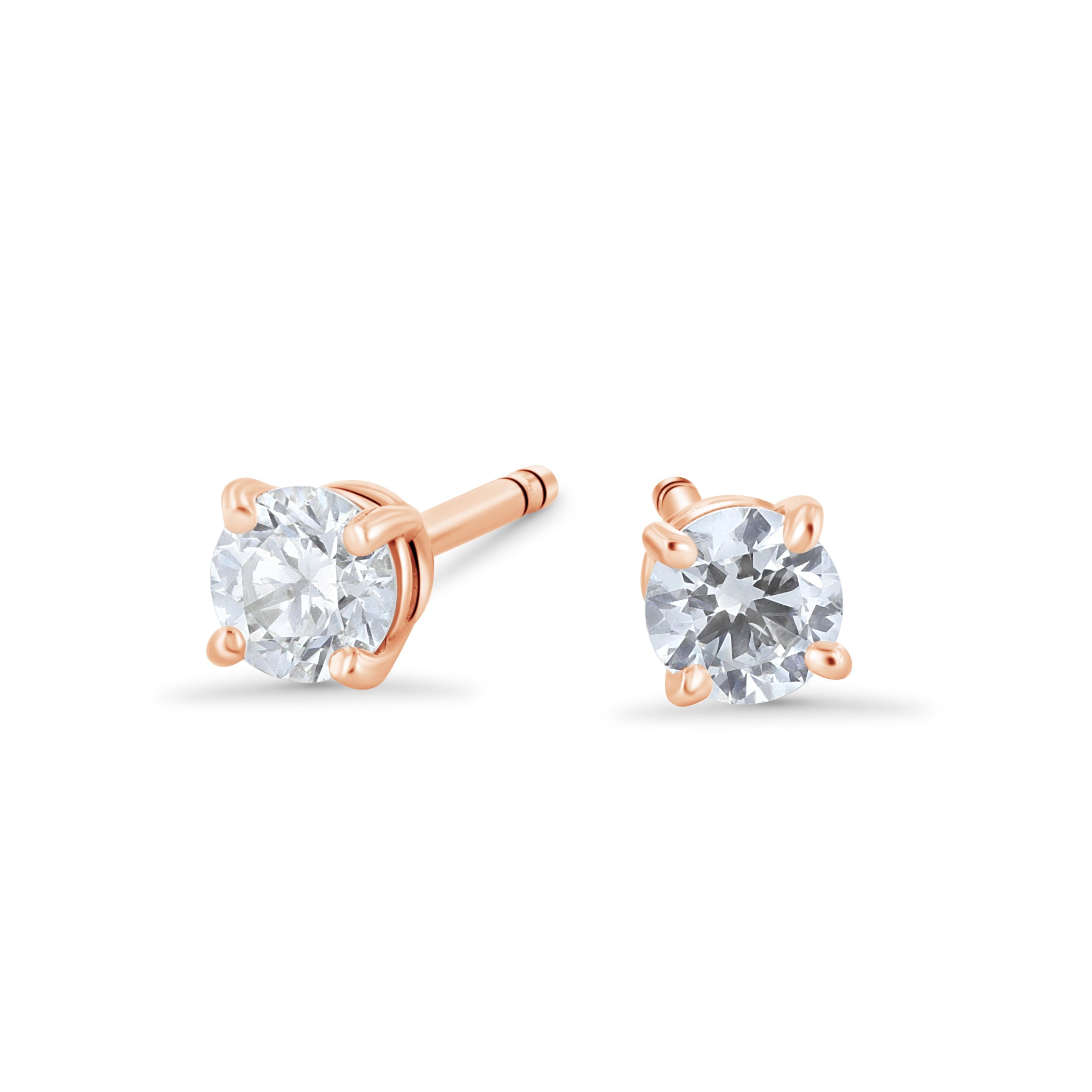 Round Diamond Stud Earrings in 14k Rose Gold - Iris + Mill