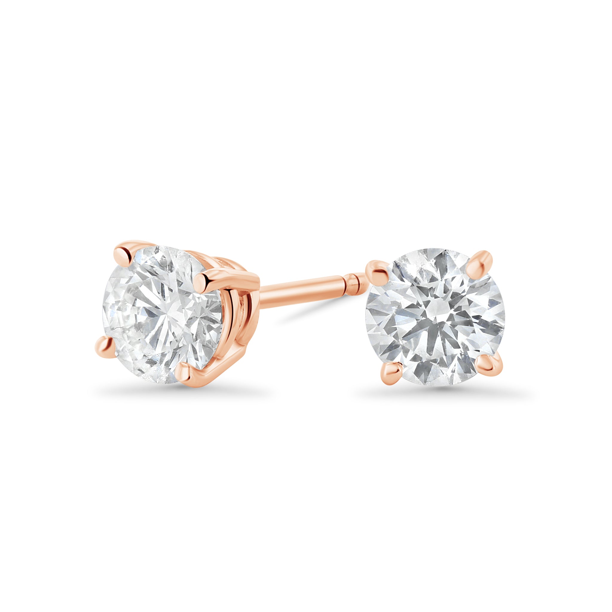 Round Diamond Stud Earrings in 14k Rose Gold - Iris + Mill