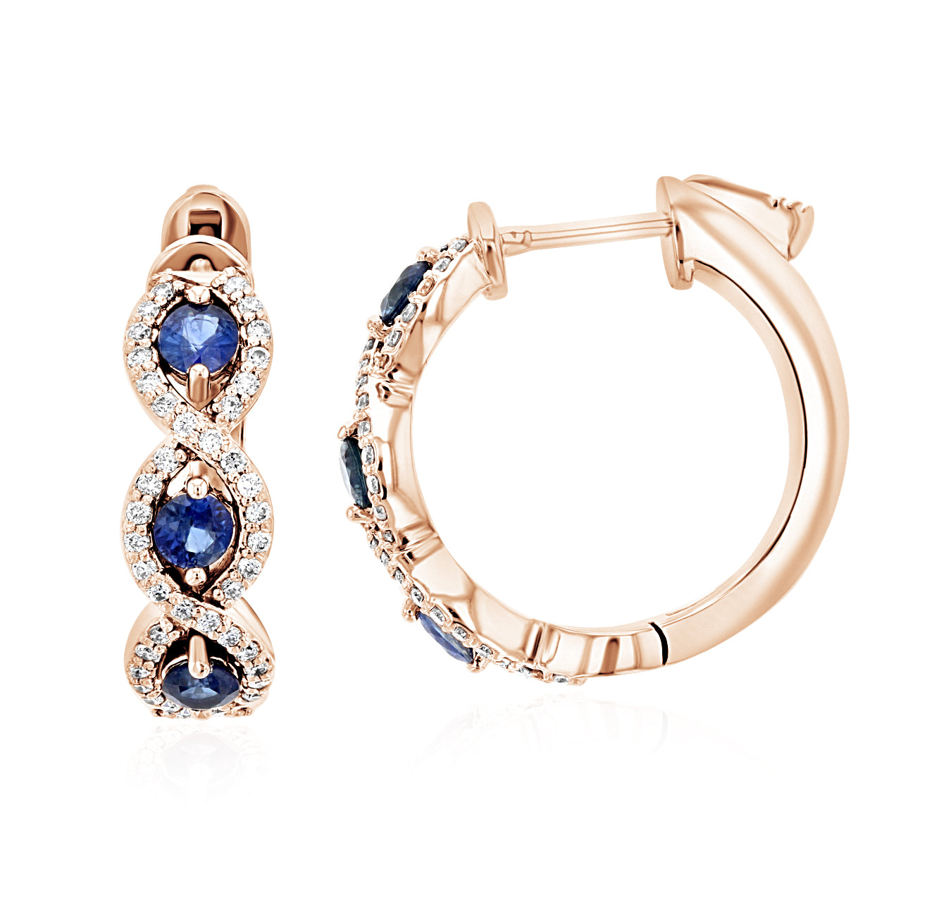 Sapphire and Diamond Infinity Hoop Earrings in 14k Rose Gold (1.22 ct. tw.) - Iris + Mill