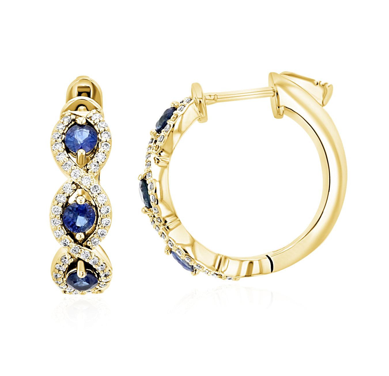 Sapphire and Diamond Infinity Hoop Earrings in 14k Yellow Gold (1.22 ct. tw.) - Iris + Mill