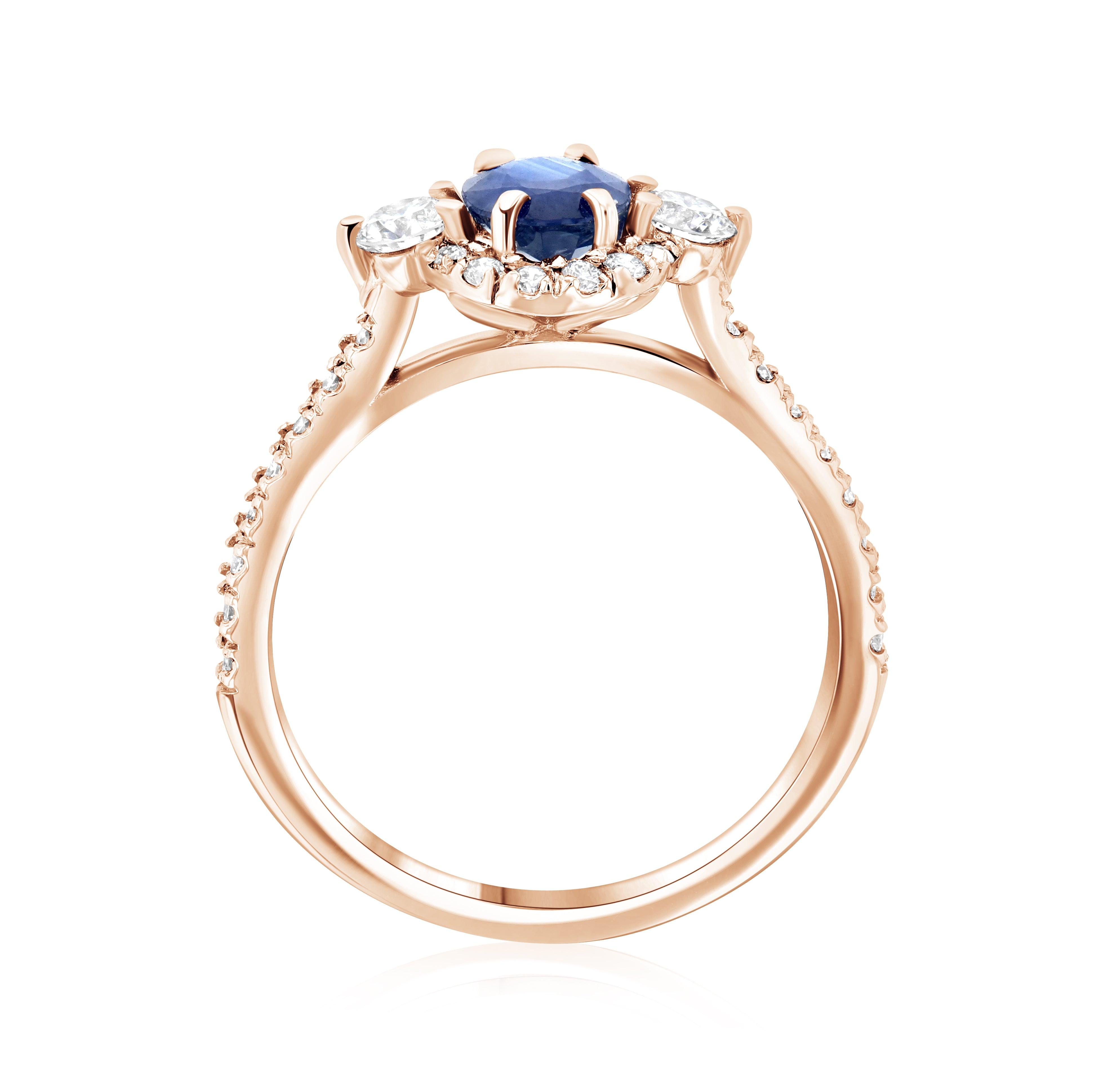 Sapphire Oval Diamond Halo Engagement Ring in 14k Rose Gold (1.60 ct. tw.) - Iris + Mill