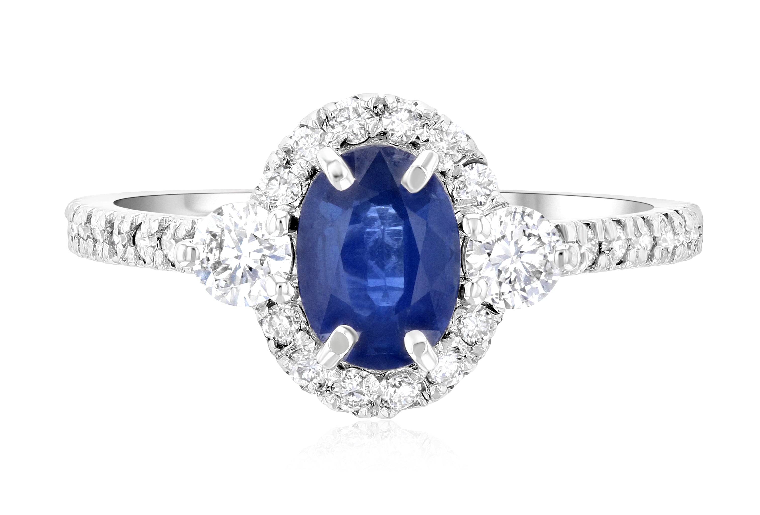 Sapphire Oval Diamond Halo Engagement Ring in 14k White Gold (1.60 ct. tw.) - Iris + Mill