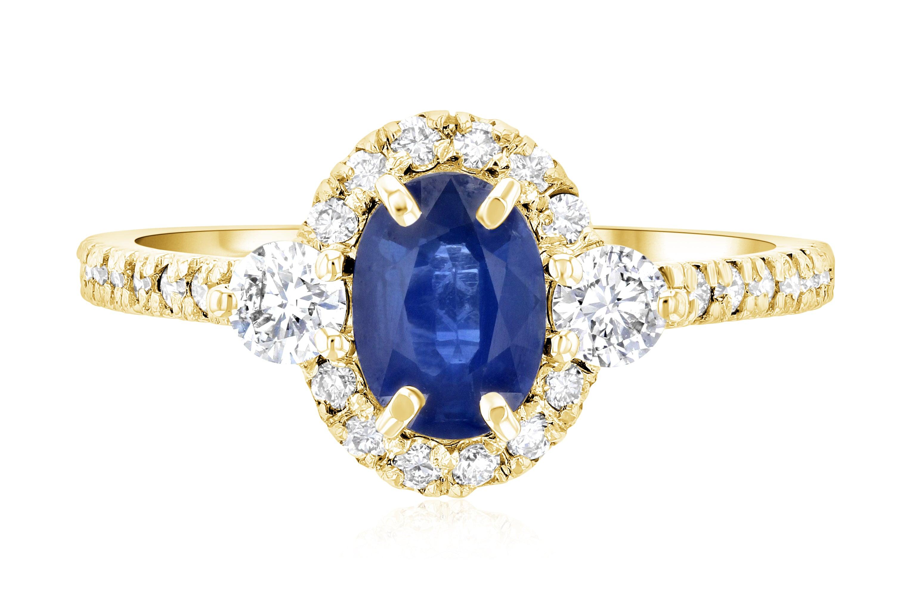 Sapphire Oval Diamond Halo Engagement Ring in 14k Yellow Gold (1.60 ct. tw.) - Iris + Mill