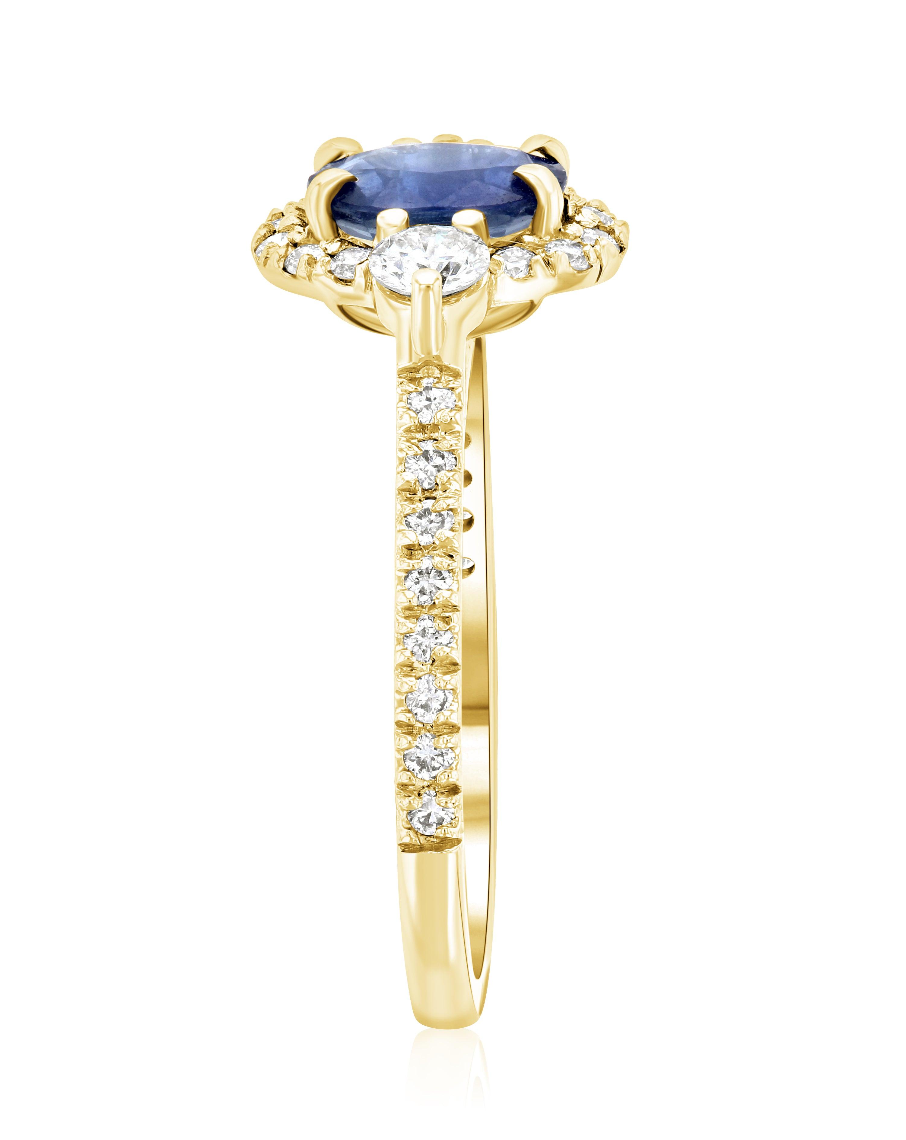 Sapphire Oval Diamond Halo Engagement Ring in 14k Yellow Gold (1.60 ct. tw.) - Iris + Mill