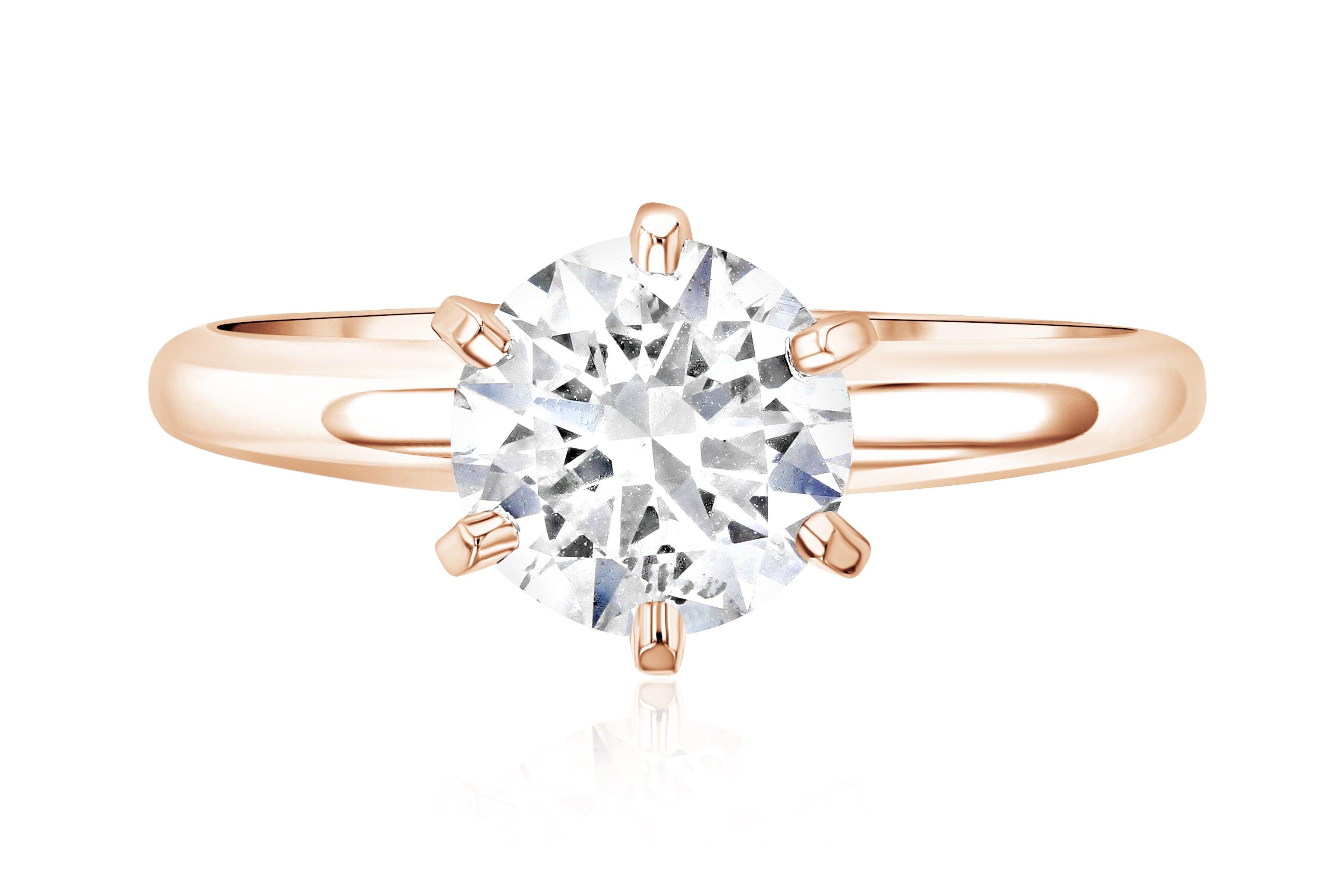 Six-Prong Round Diamond Solitaire Engagement Ring in 14k Rose Gold - Iris + Mill