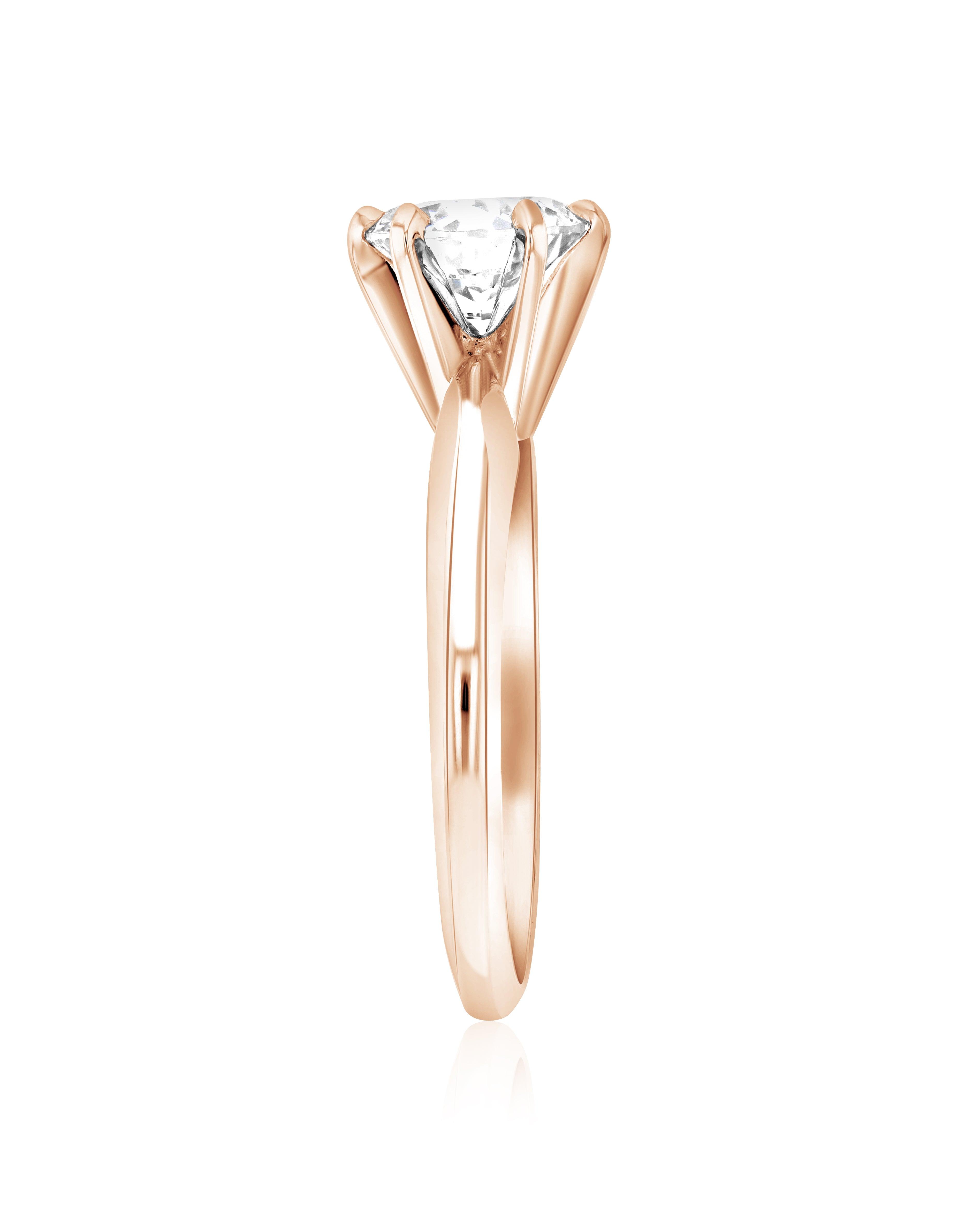 Six-Prong Round Diamond Solitaire Engagement Ring in 14k Rose Gold - Iris + Mill