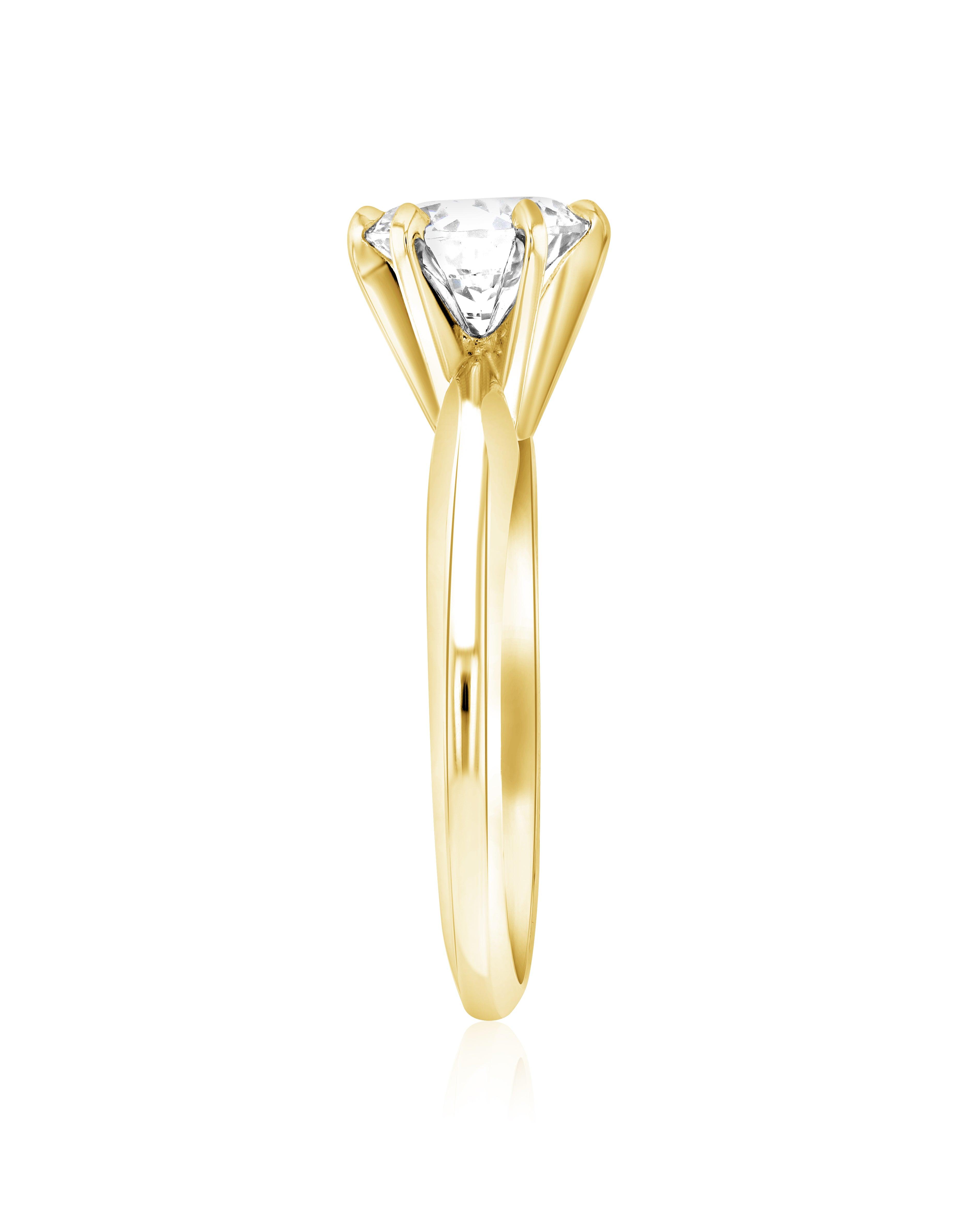 Six-Prong Round Diamond Solitaire Engagement Ring in 14k Yellow Gold - Iris + Mill