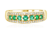 Three-Row Diamond and Emerald Ring in 14k Yellow Gold (0.50 ct. tw.) - Iris + Mill