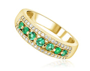 Three-Row Diamond and Emerald Ring in 14k Yellow Gold (0.50 ct. tw.) - Iris + Mill