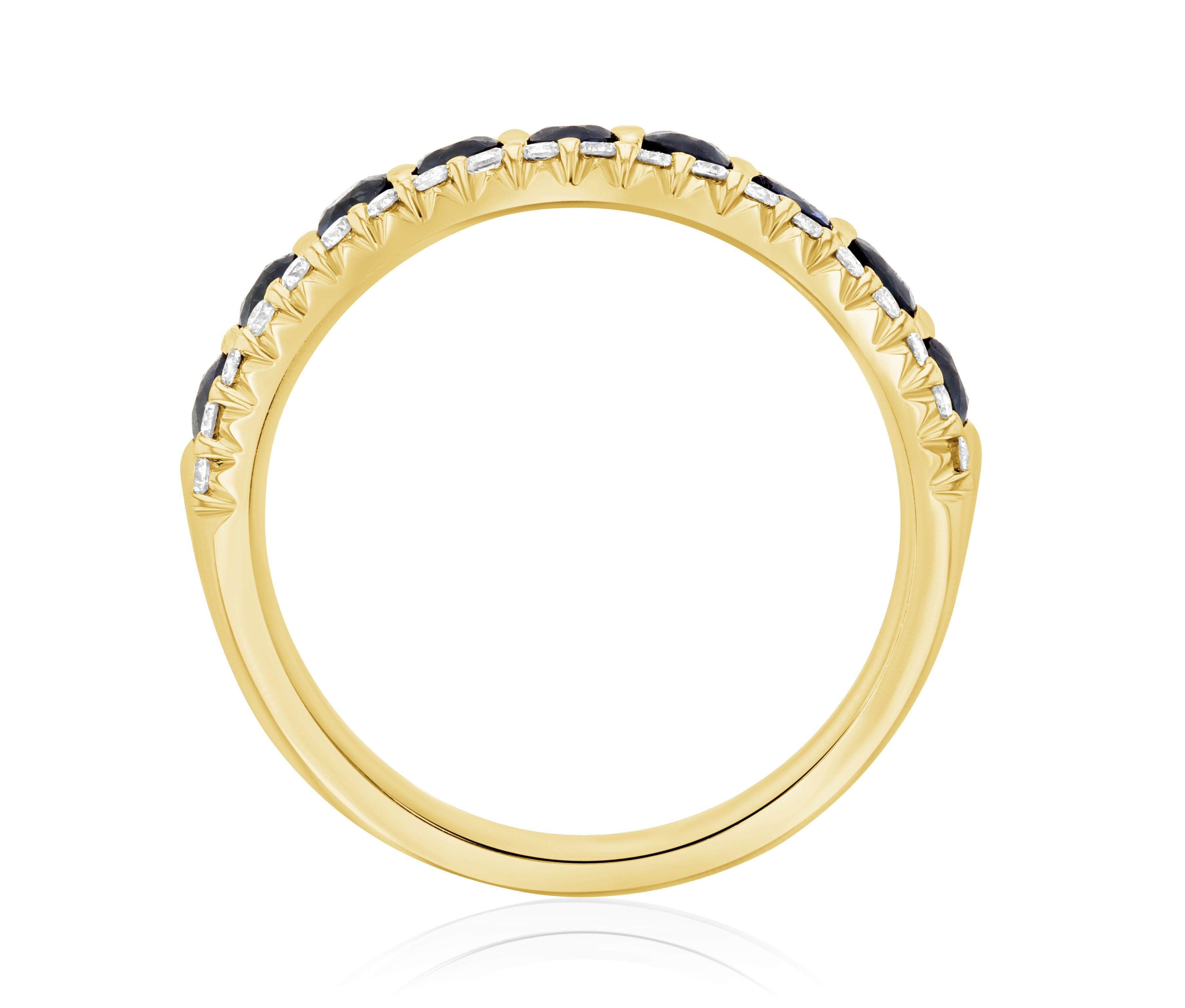 Three-Row Diamond and Sapphire Ring in 14k Yellow Gold (1.37 ct. tw.) - Iris + Mill