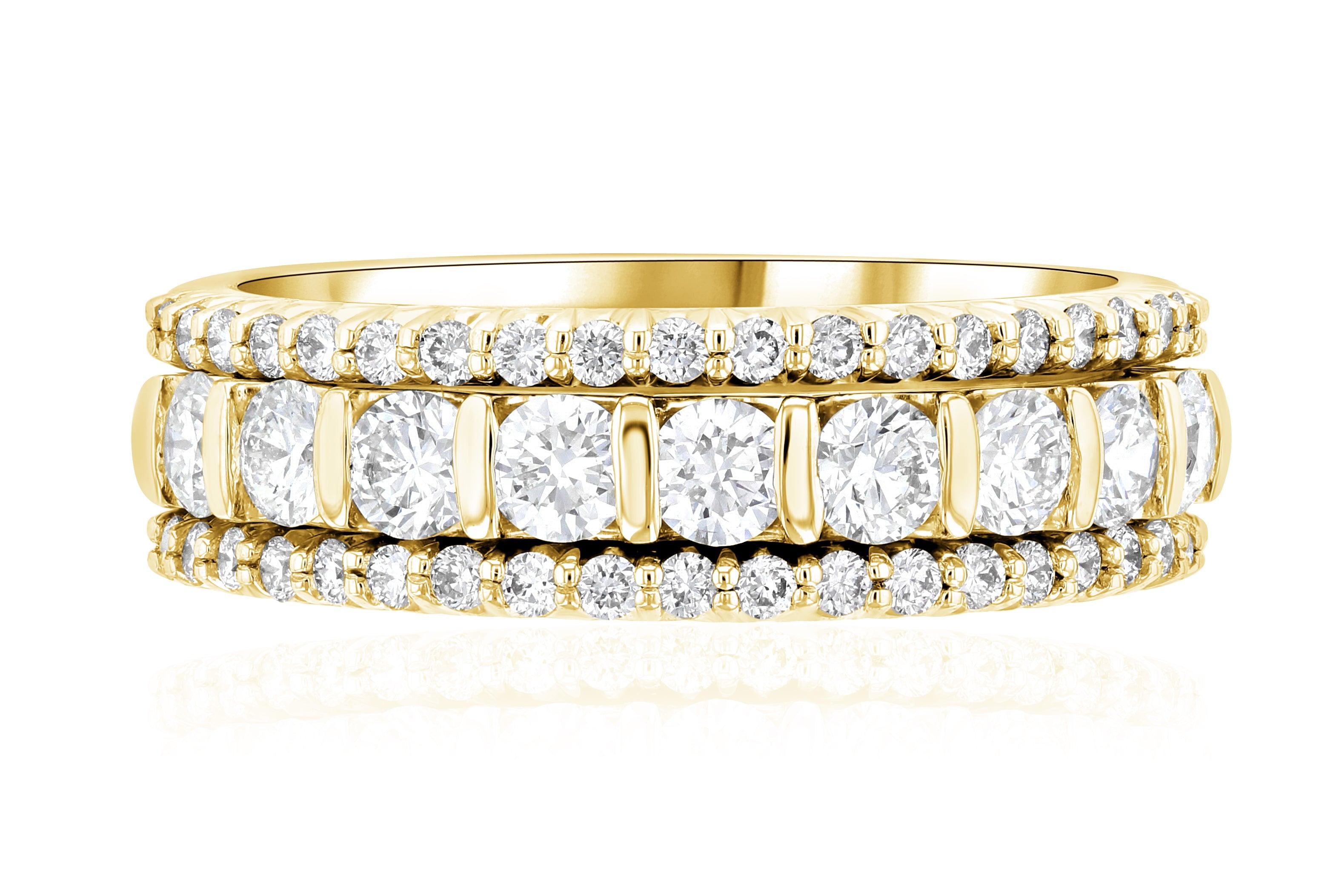 Three-Row Diamond Ring in 14k Yellow Gold (1.10 ct. tw.) - Iris + Mill