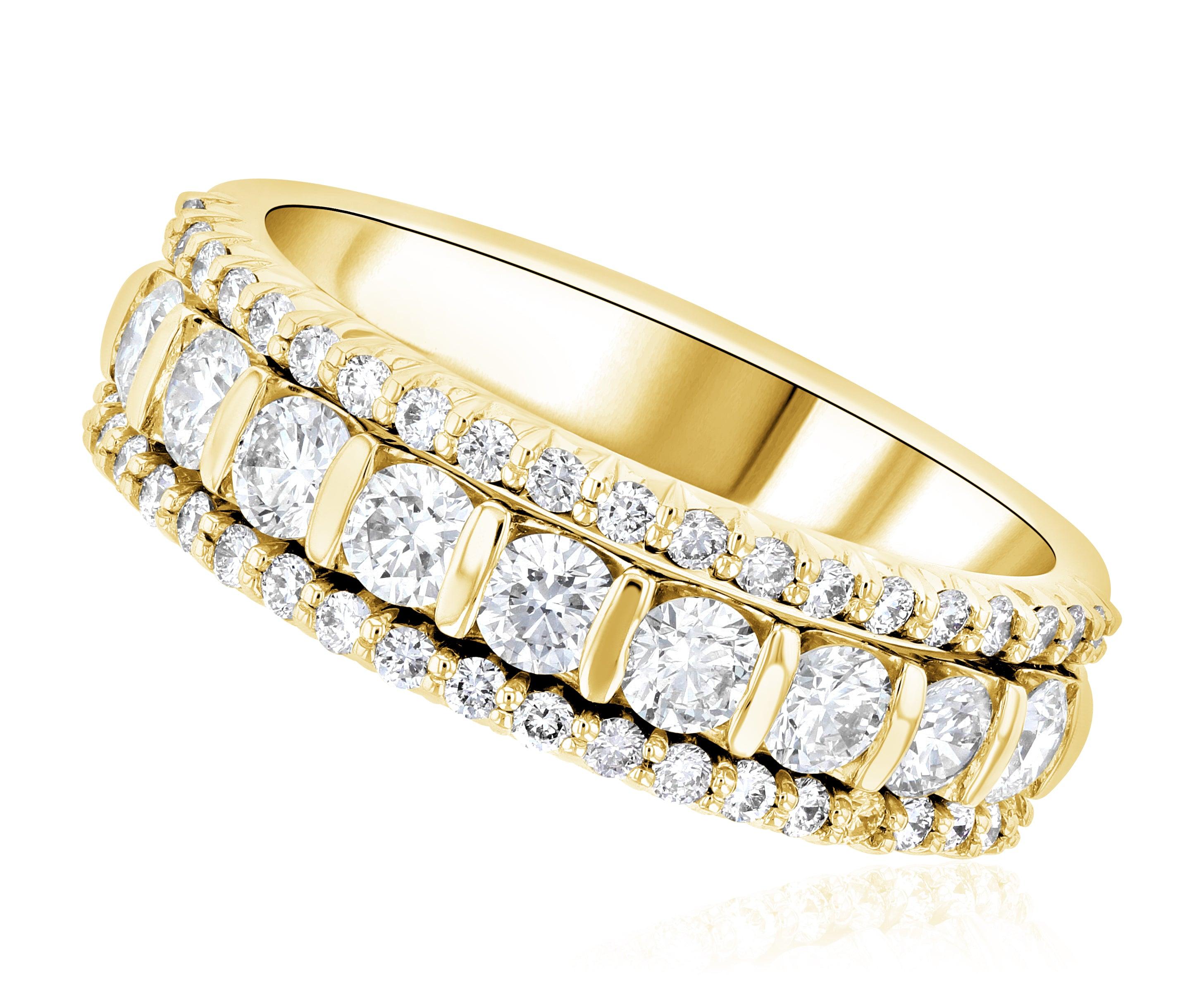 Three-Row Diamond Ring in 14k Yellow Gold (1.10 ct. tw.) - Iris + Mill