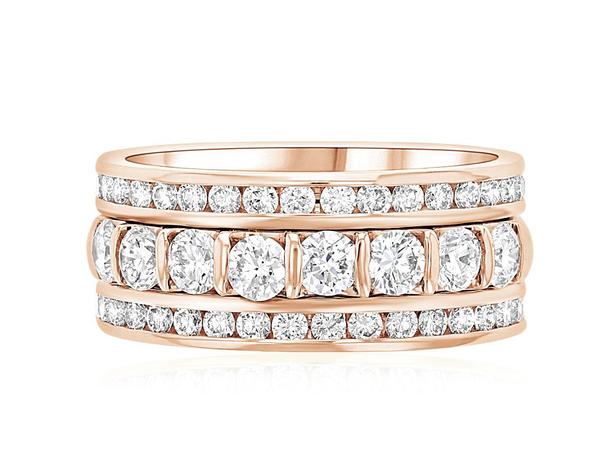 Three-Row Diamond Ring Stack in 14k Rose Gold (1.35 ct. tw.) - Iris + Mill