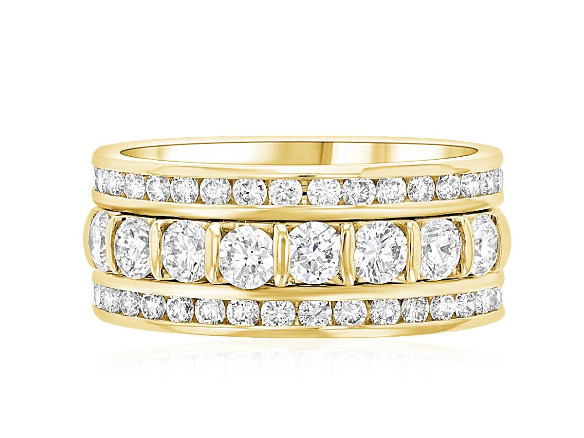 Three-Row Diamond Ring Stack in 14k Yellow Gold (1.35 ct. tw.) - Iris + Mill