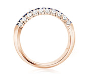 Three-Row Pavé Diamond and Emerald Ring in 14k Rose Gold (1.04 ct. tw.) - Iris + Mill