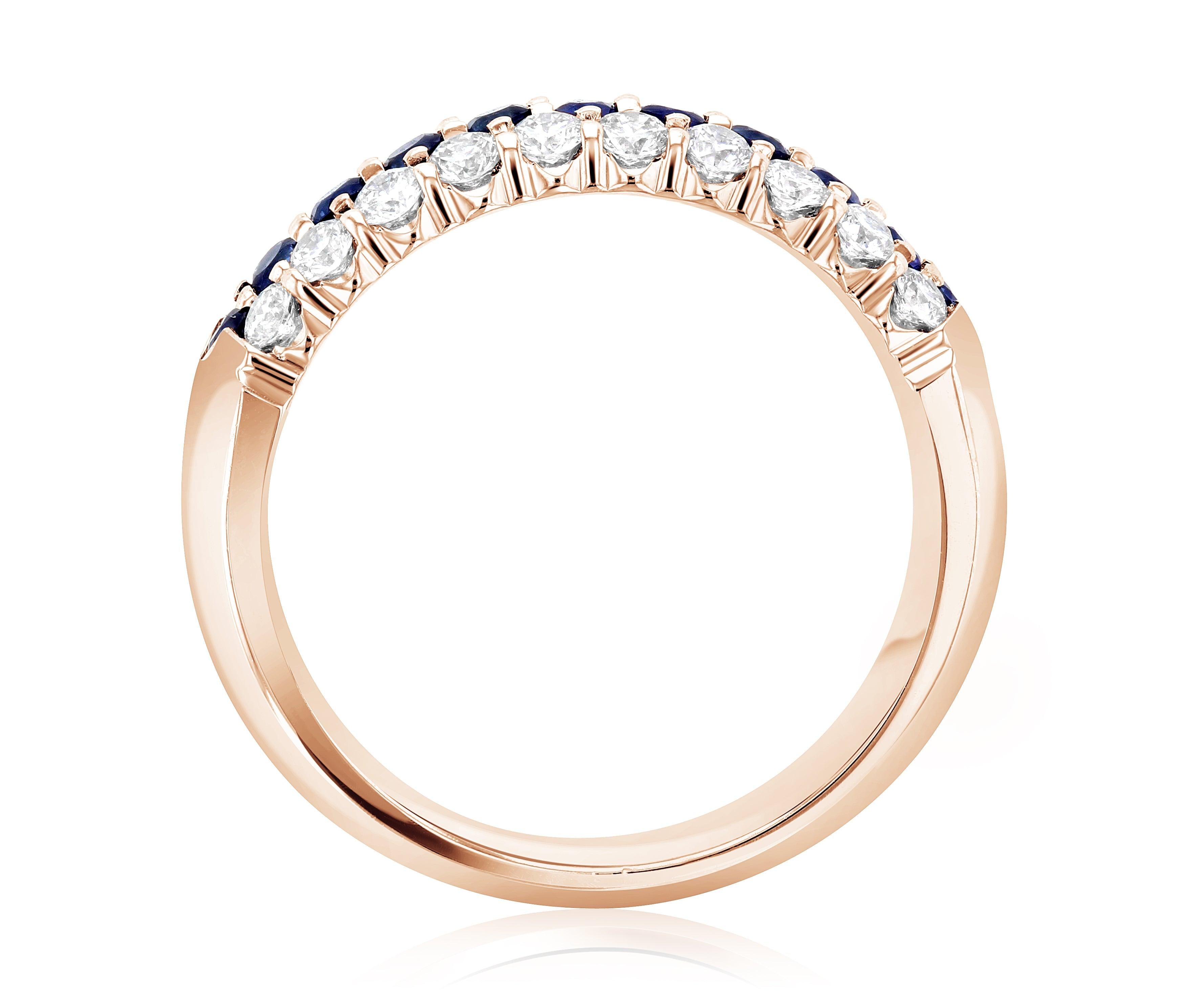 Three-Row Pavé Diamond and Emerald Ring in 14k Rose Gold (1.04 ct. tw.) - Iris + Mill