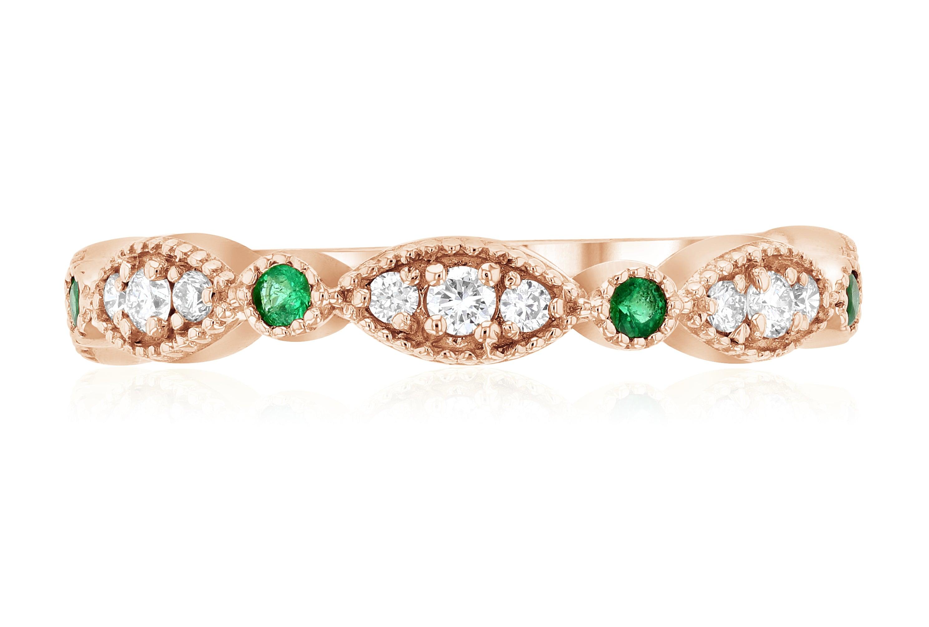 Three-Stone Diamond and Emerald Infinity Ring in 14k Rose Gold (0.35 ct. tw.) - Iris + Mill