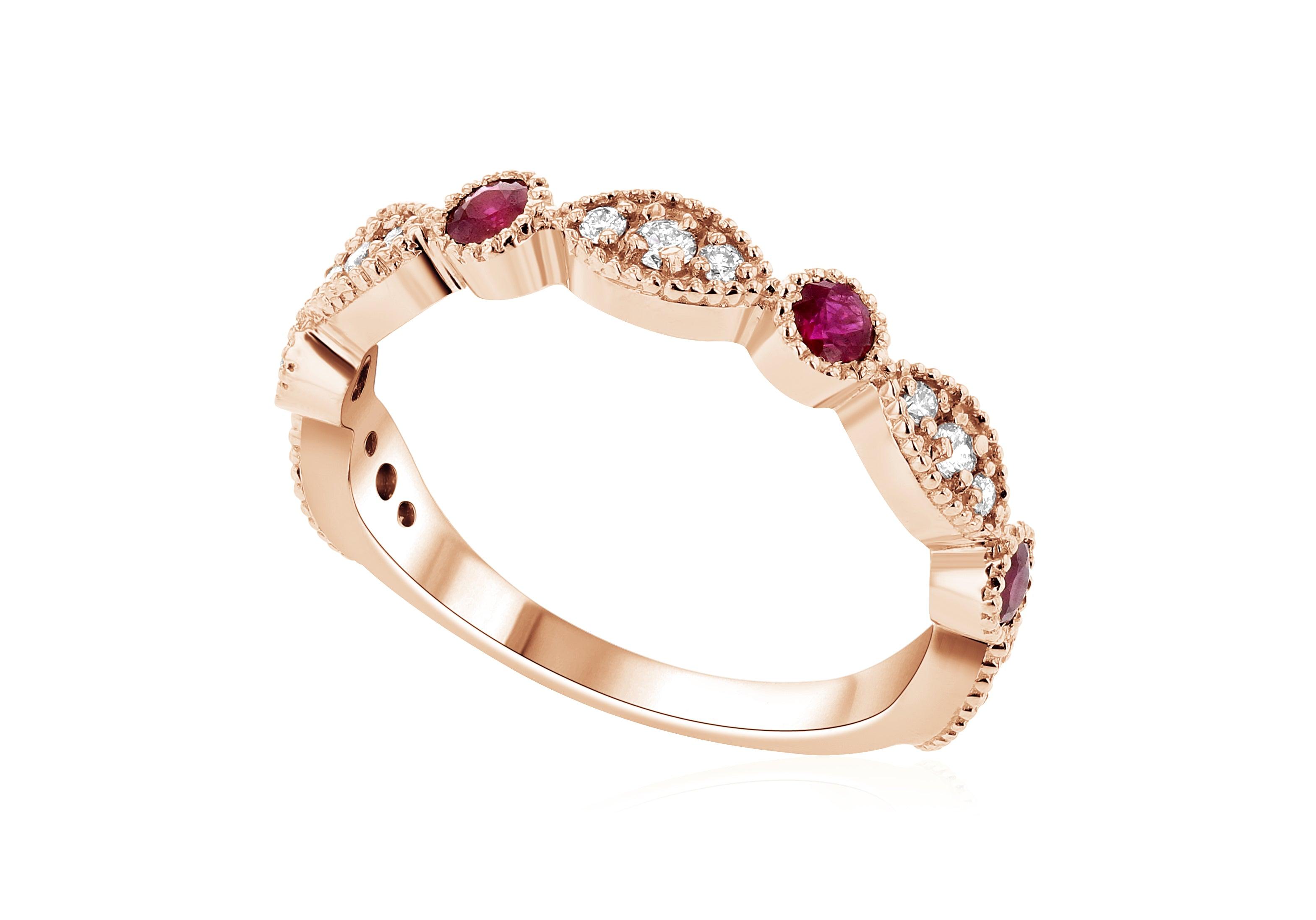 Three-Stone Diamond and Ruby Infinity Ring in 14k Rose Gold (0.53 ct. tw.) - Iris + Mill