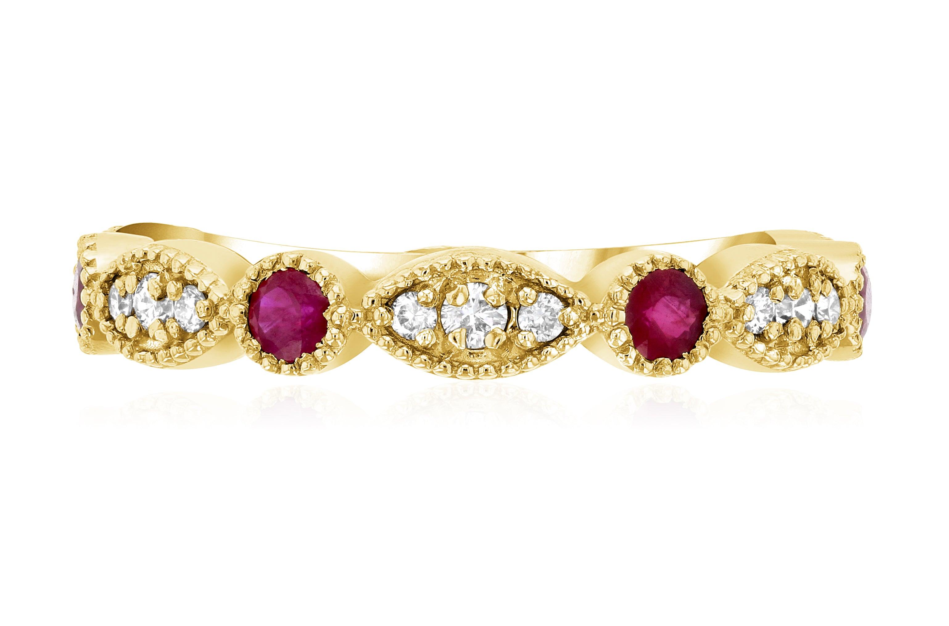 Three-Stone Diamond and Ruby Infinity Ring in 14k Yellow Gold (0.53 ct. tw.) - Iris + Mill