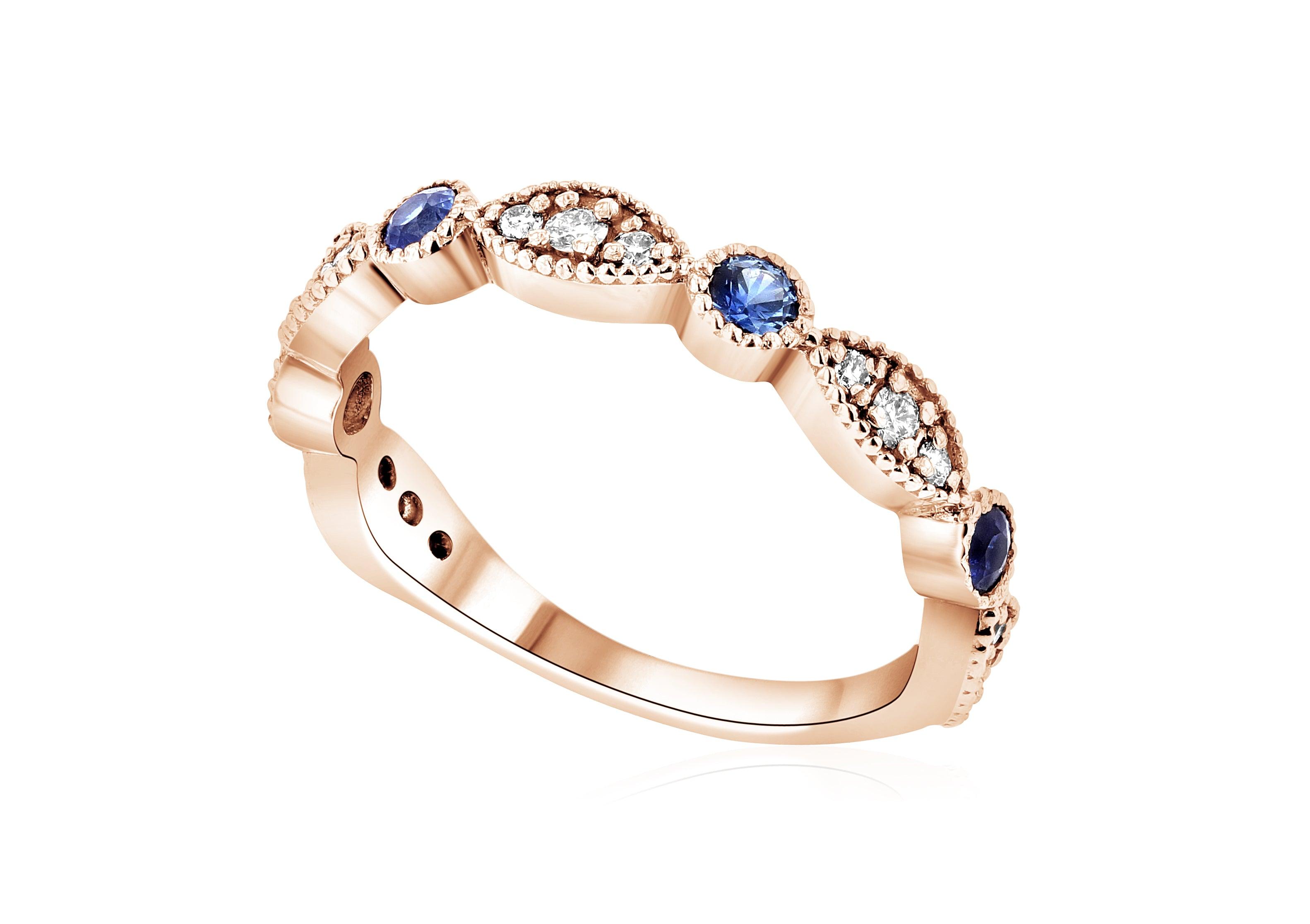 Three-Stone Diamond and Sapphire Infinity Ring in 14k Rose Gold (0.53 ct. tw.) - Iris + Mill