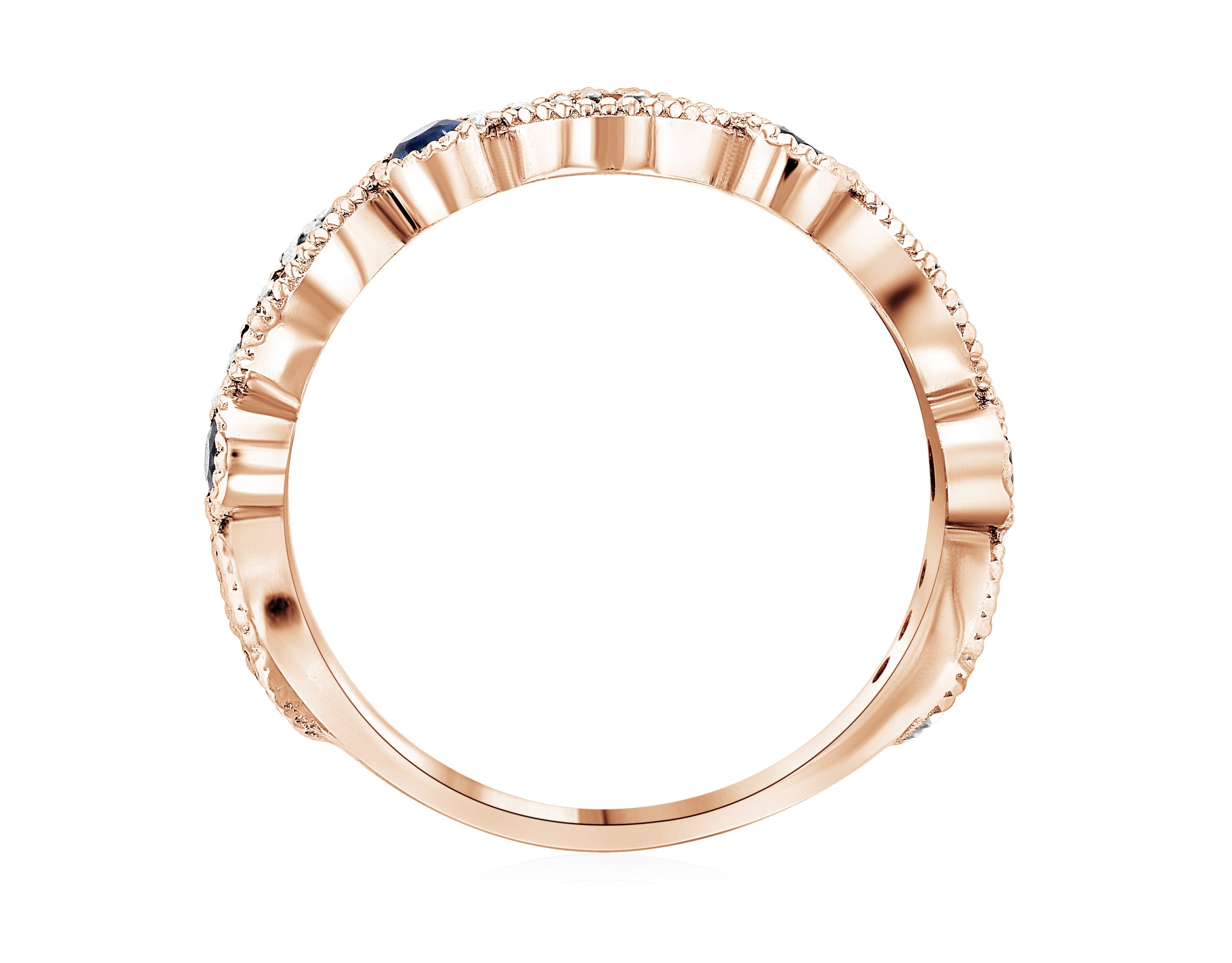 Three-Stone Diamond and Sapphire Infinity Ring in 14k Rose Gold (0.53 ct. tw.) - Iris + Mill