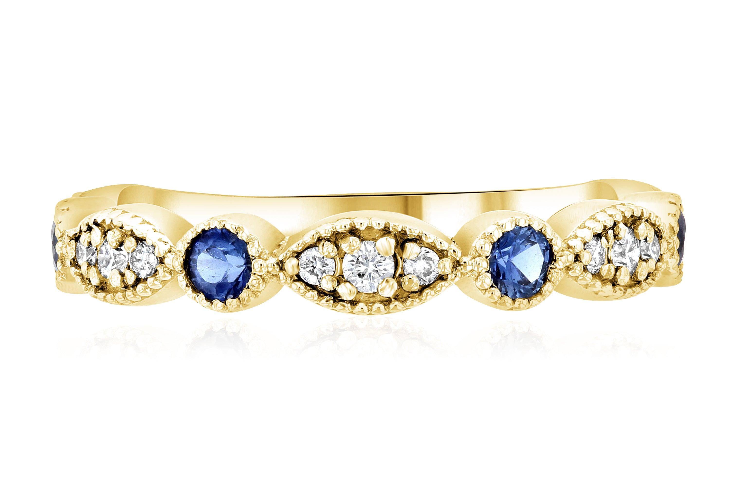 Three-Stone Diamond and Sapphire Infinity Ring in 14k Yellow Gold (0.53 ct. tw.) - Iris + Mill