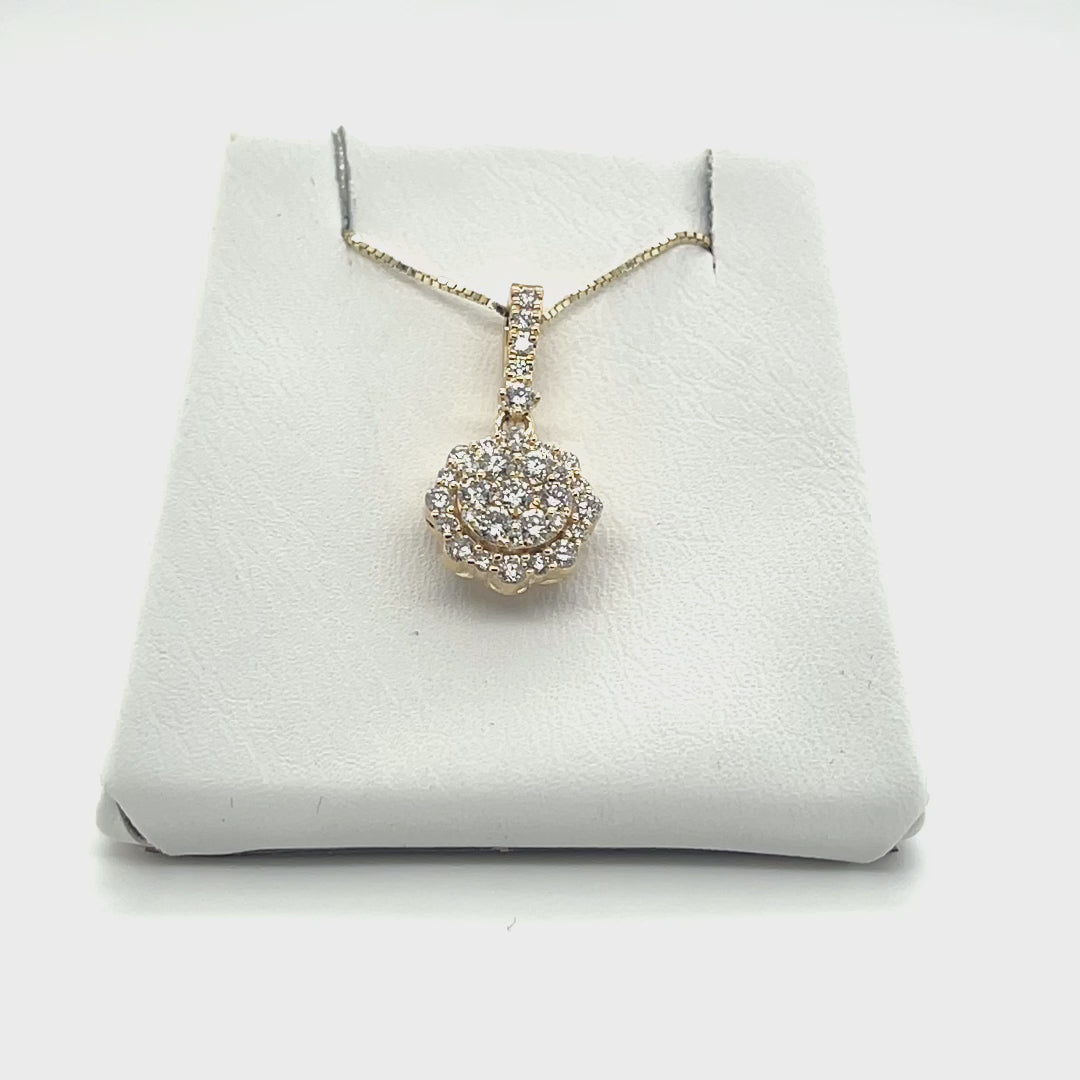 Diamond Pavè Flower Teardrop Pendant Necklace in 14k White Gold