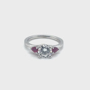 Lab Diamond and Ruby Three-Stone Engagement Ring in 14k White Gold (1.70 ct. tw.)