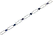 Diamond and Sapphire Link Tennis Bracelet - The Brothers Jewelry Co.