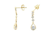 Diamond Teardrop Dangle Earrings in 14k Yellow Gold