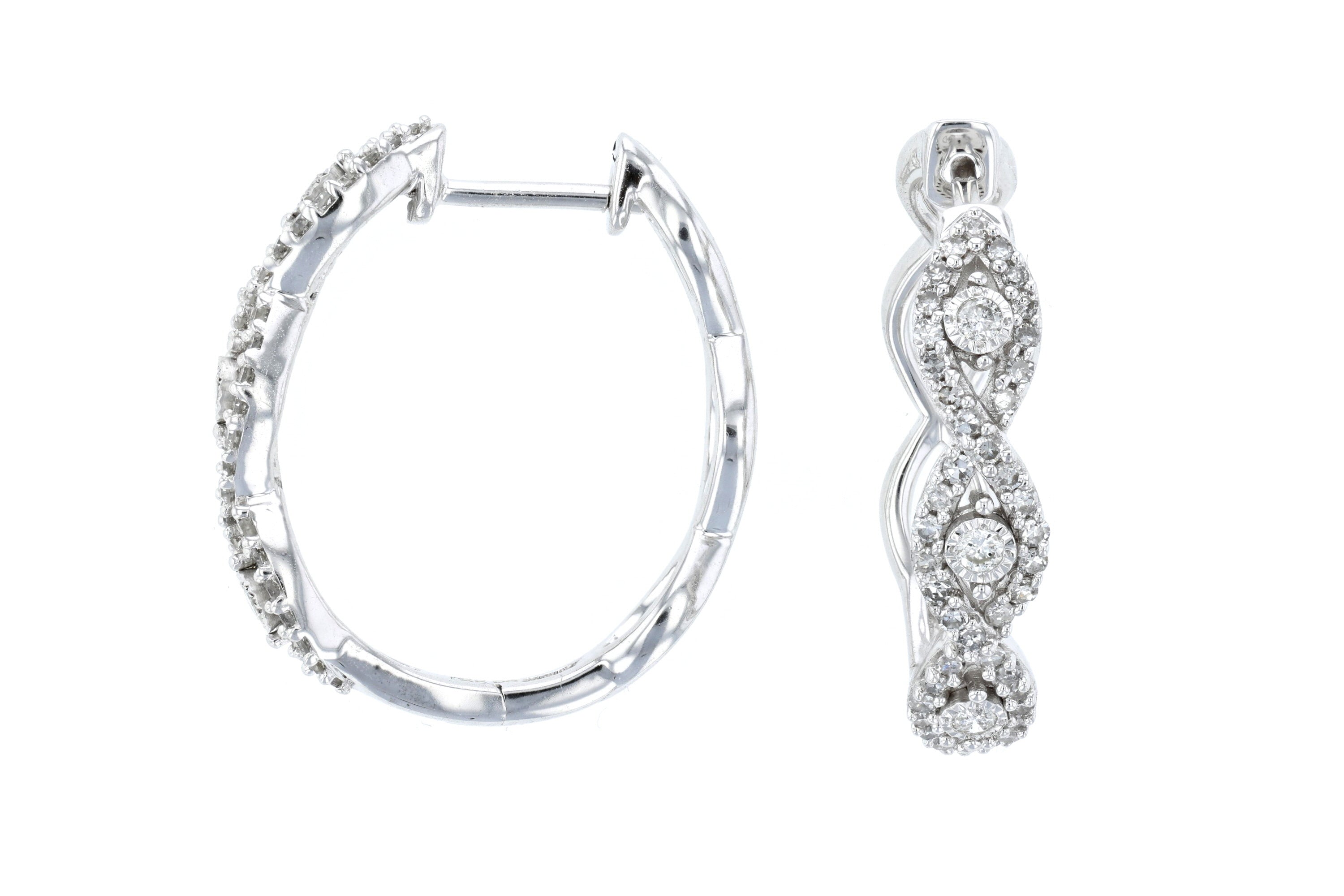 Dual Infinity Diamond Hoop Earrings in 14k White Gold