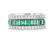 Diamond and Emerald Three-Row Ring (1.25 ct. tw.) - The Brothers Jewelry Co.